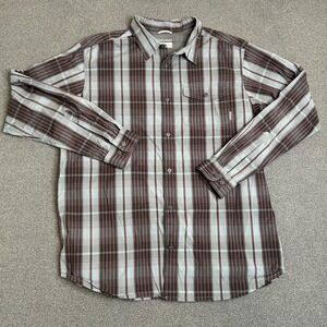 Columbia Omni-Wick Shirt Mens XL Brown Plaid Long Sleeve Button Up Lined Outdoor